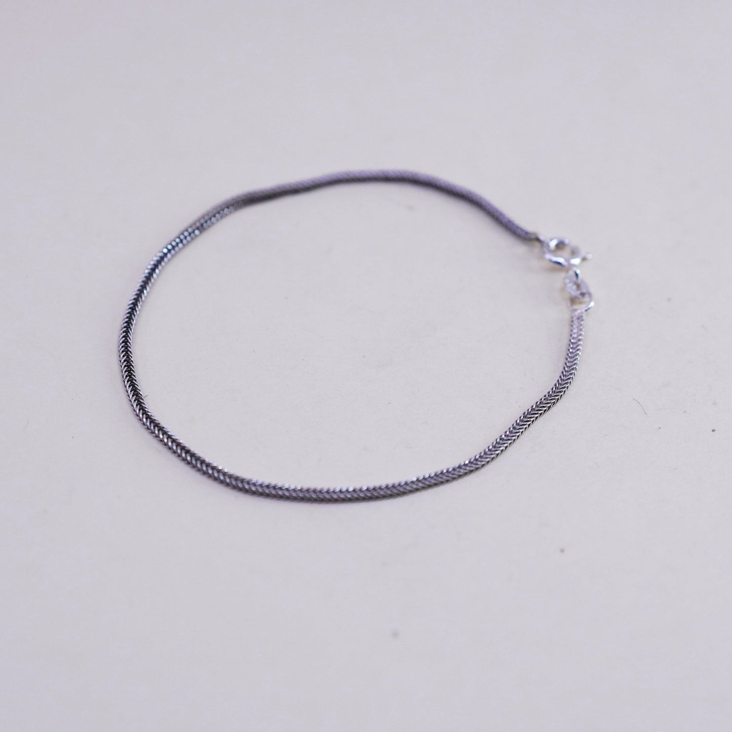 7.5”, Vintage Italian sterling silver handmade bracelet, 925 wheat link chain