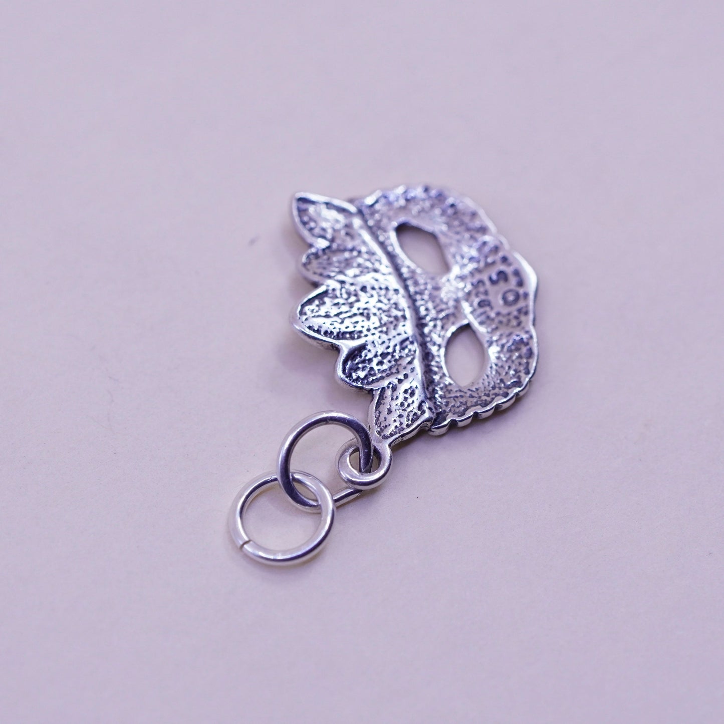 Vintage Sterling 925 silver handmade Halloween mask pendant charm