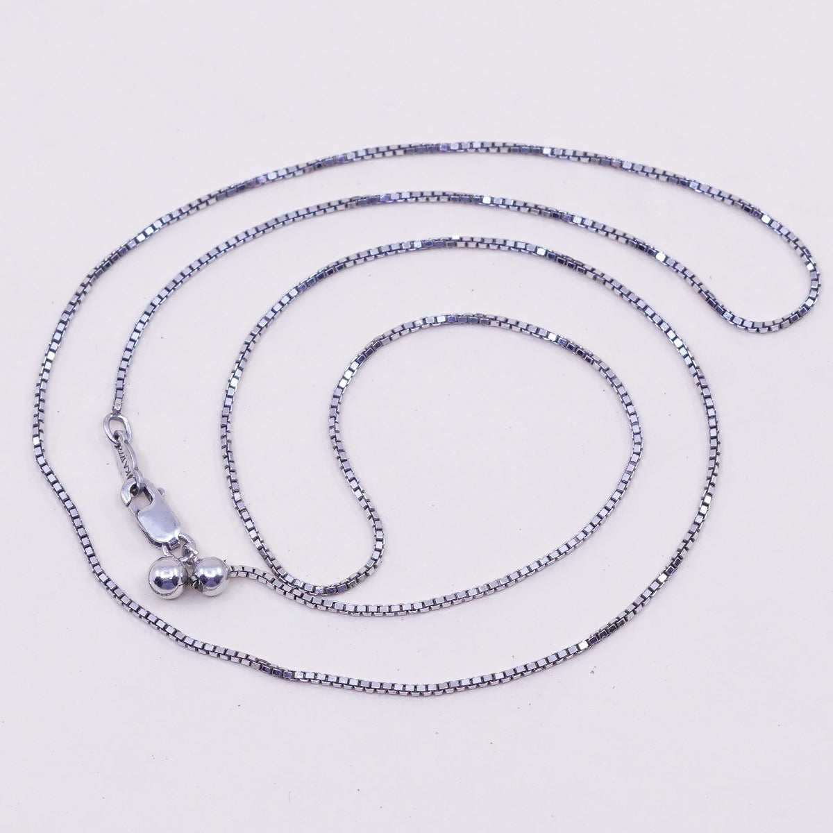 Adjustable, 19”, Vintage sterling silver Italy 925 silver box chain, necklace