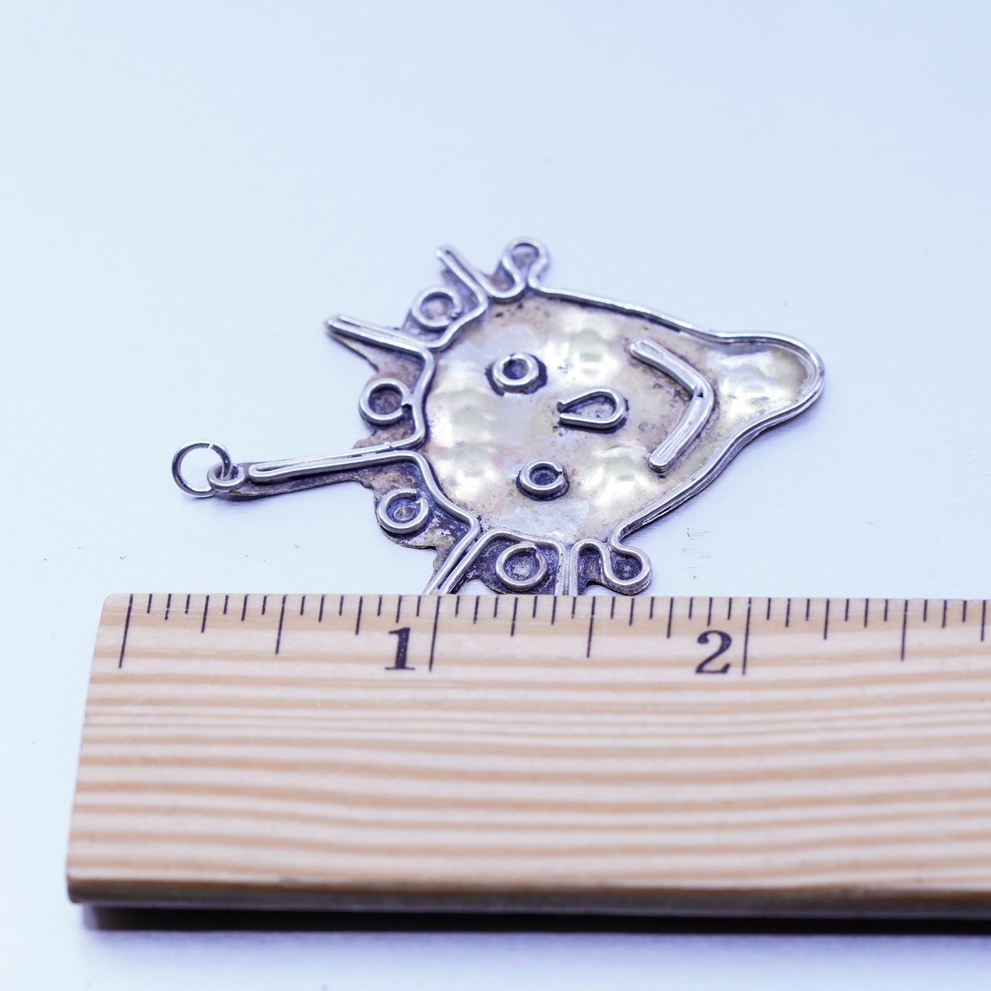 Vintage sterling 925 silver handmade funny clown face charm pendant