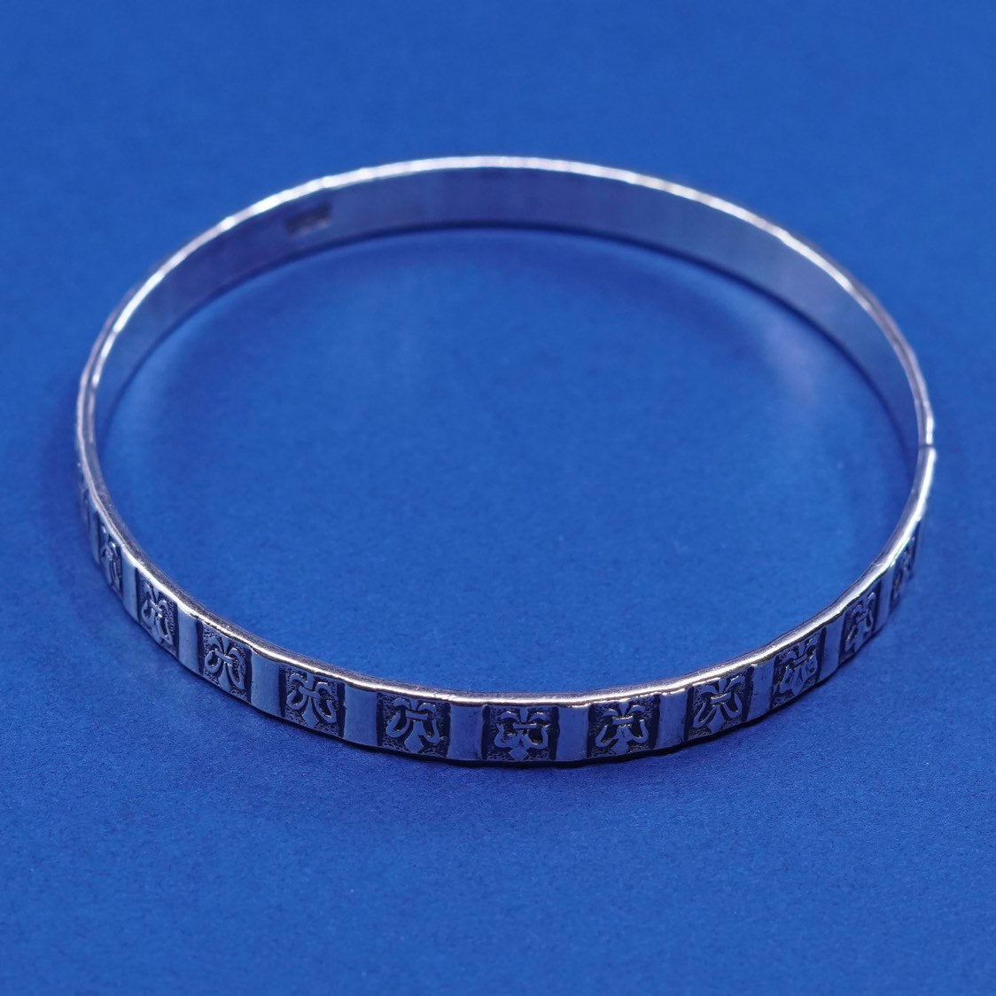 8", vtg danecraft sterling silver handmade bracelet, 925 textured bangle