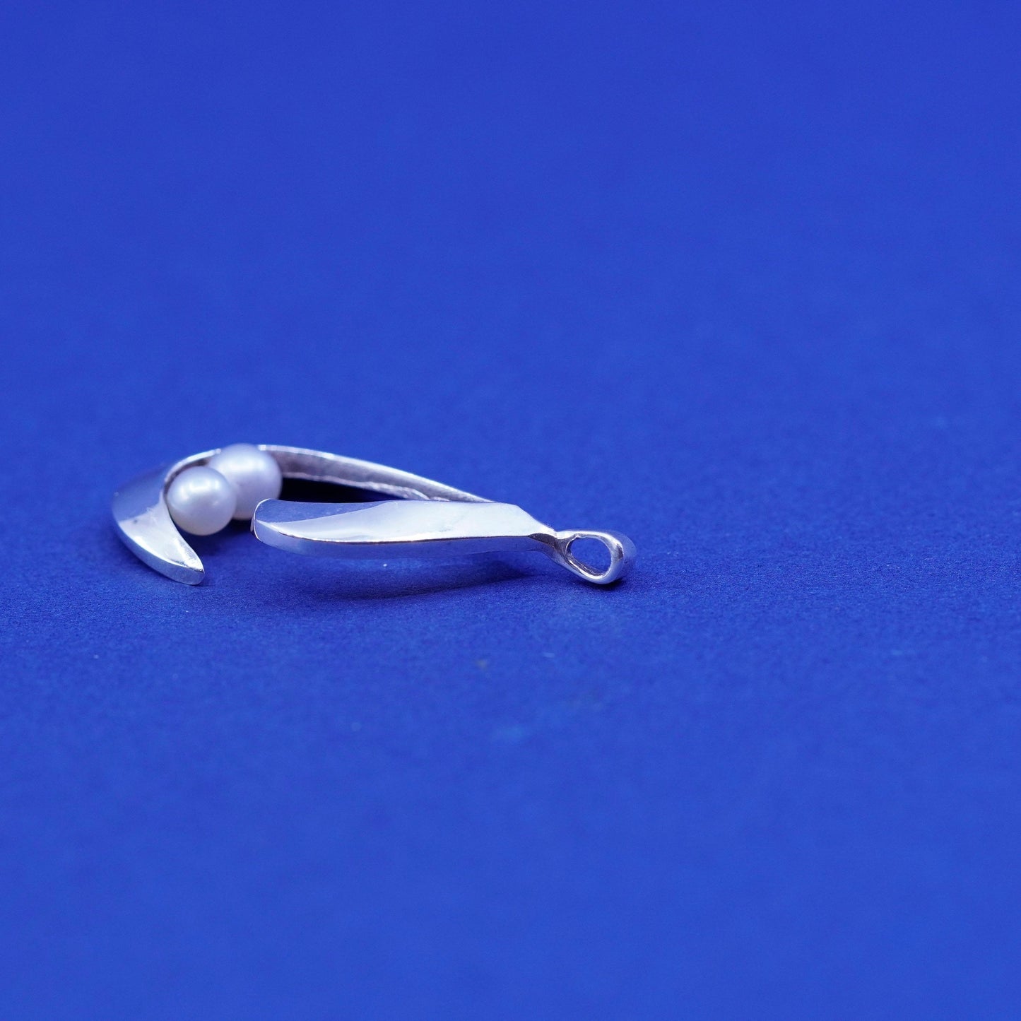 Vintage Sterling silver handmade pendant, 925 teardrop with pearl charm