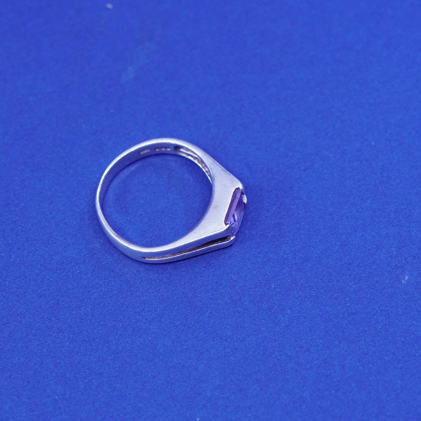 Size 6.5, vintage Sterling silver handmade ring, 925 band with amethyst