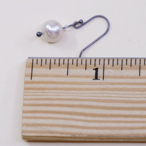 Vtg STERLING 925 SILVER Handmade earrings with pearl dangles, Silver Tested