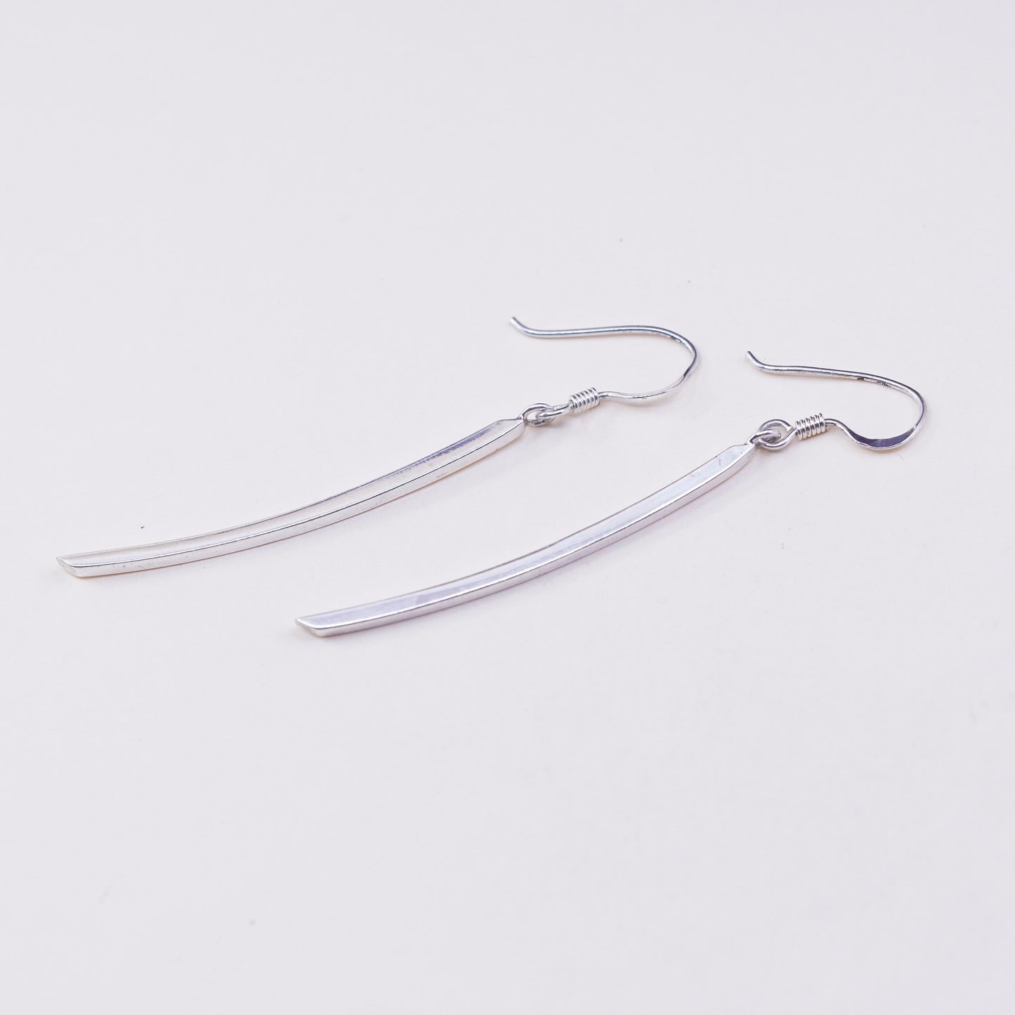 Vintage sterling 925 silver handmade long earrings, modern long dangles