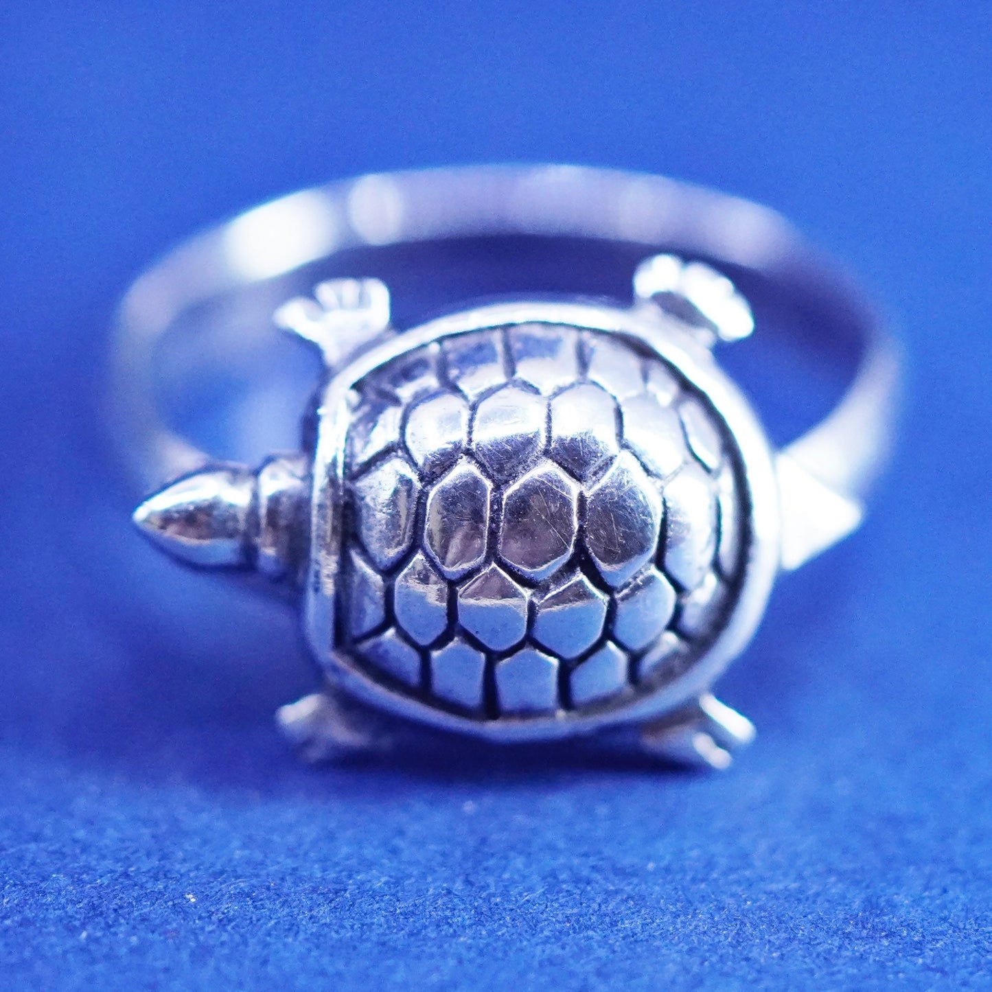 Size 5.25, vintage Sterling silver handmade ring, 925 turtle ring