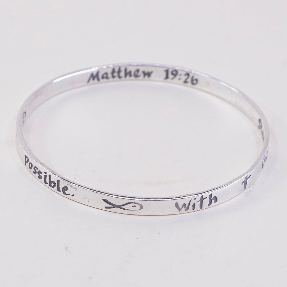 8”, vtg SRSB bible sterling silver handmade 925 bracelet, prayer cuff possible