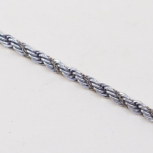 7.25”, 5mm, Vtg Precious Precious 925 14K Sterling Silver French Rope Bracelet