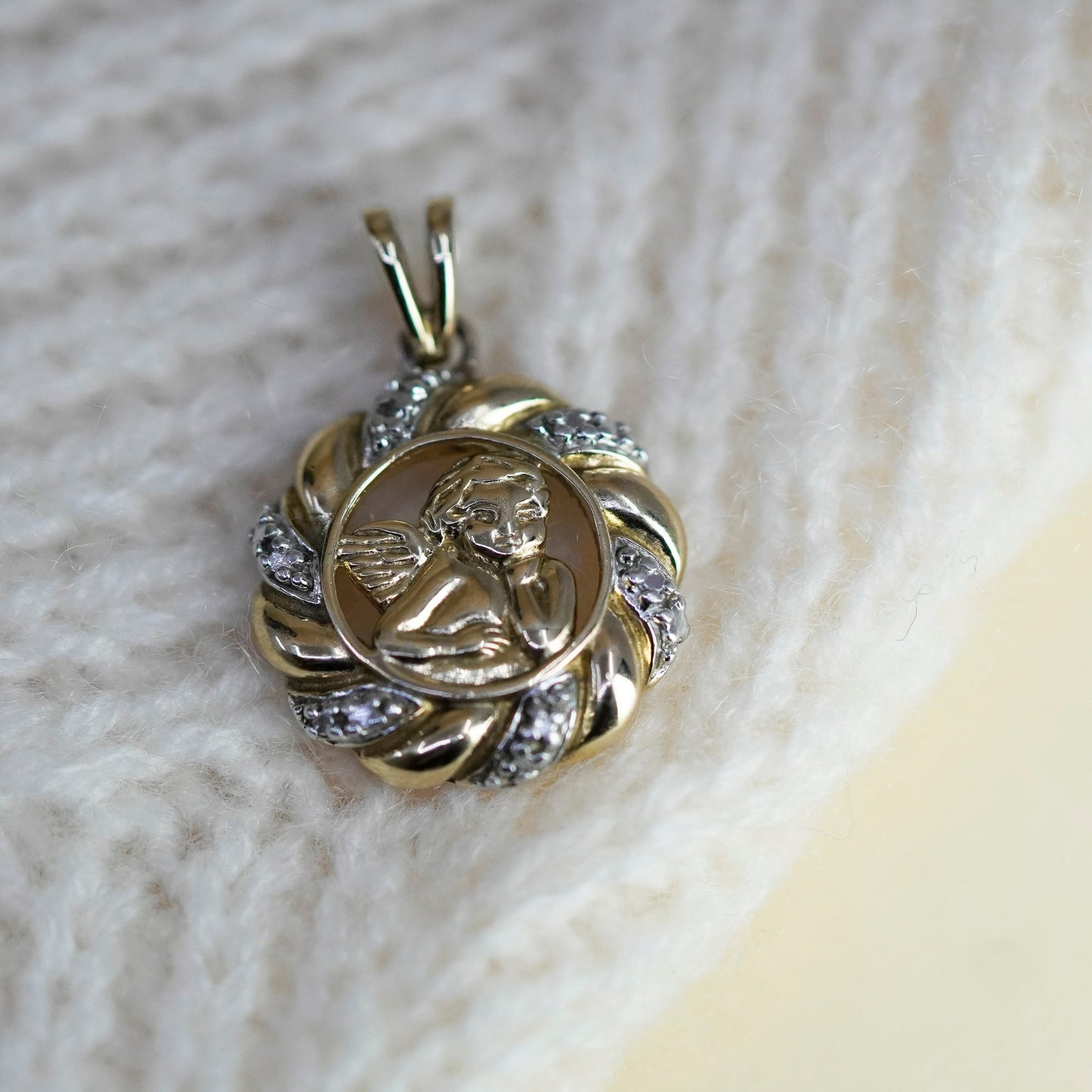 Vintage vermeil gold filled Sterling 925 silver handmade angel pendant