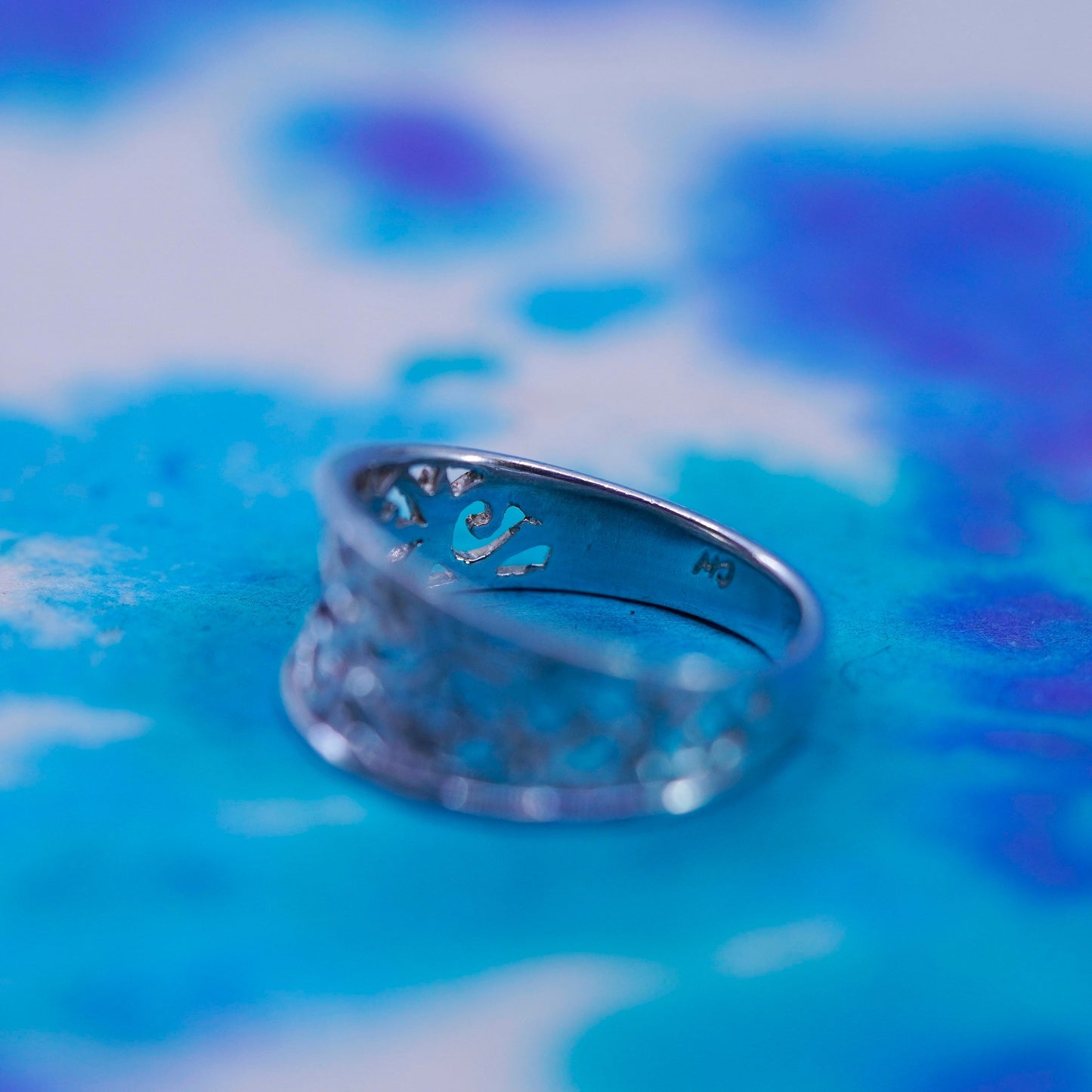 Size 7, vintage Sterling silver handmade ring, 925 filigree band