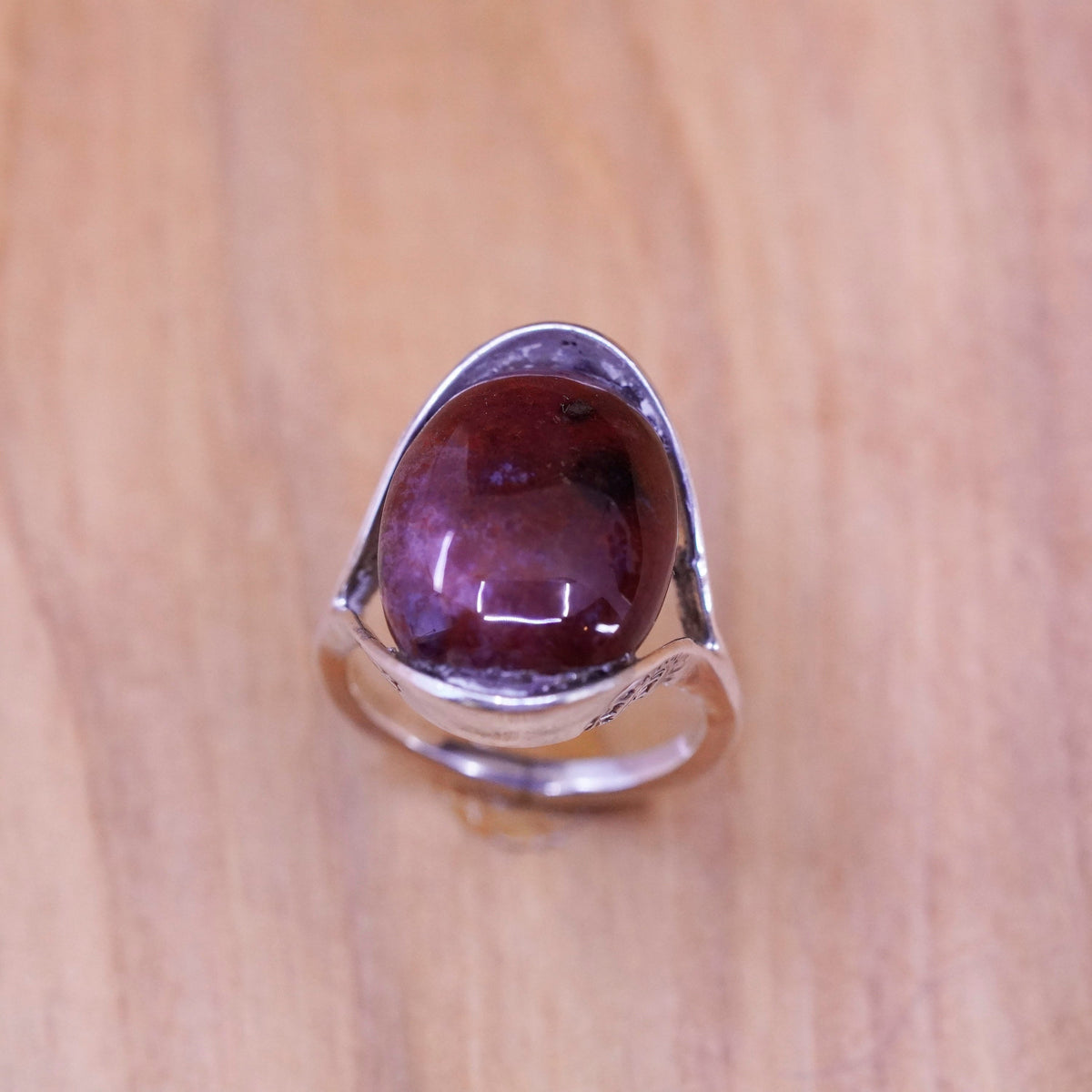 Size 5.25, vintage Mexico Sterling 925 silver handmade ring with red jasper