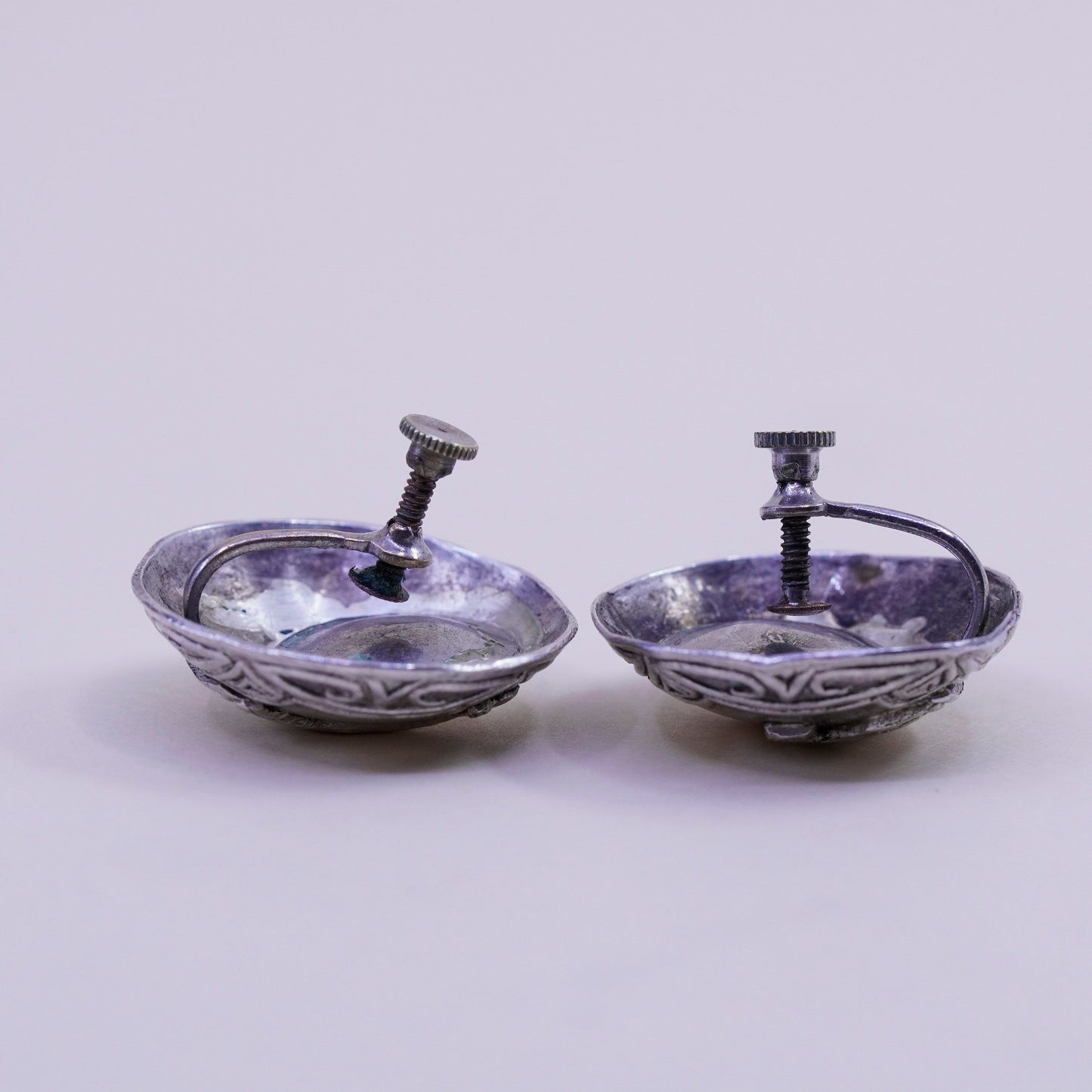 Vintage Sterling silver handmade earrings, 925 screw back llama earrings