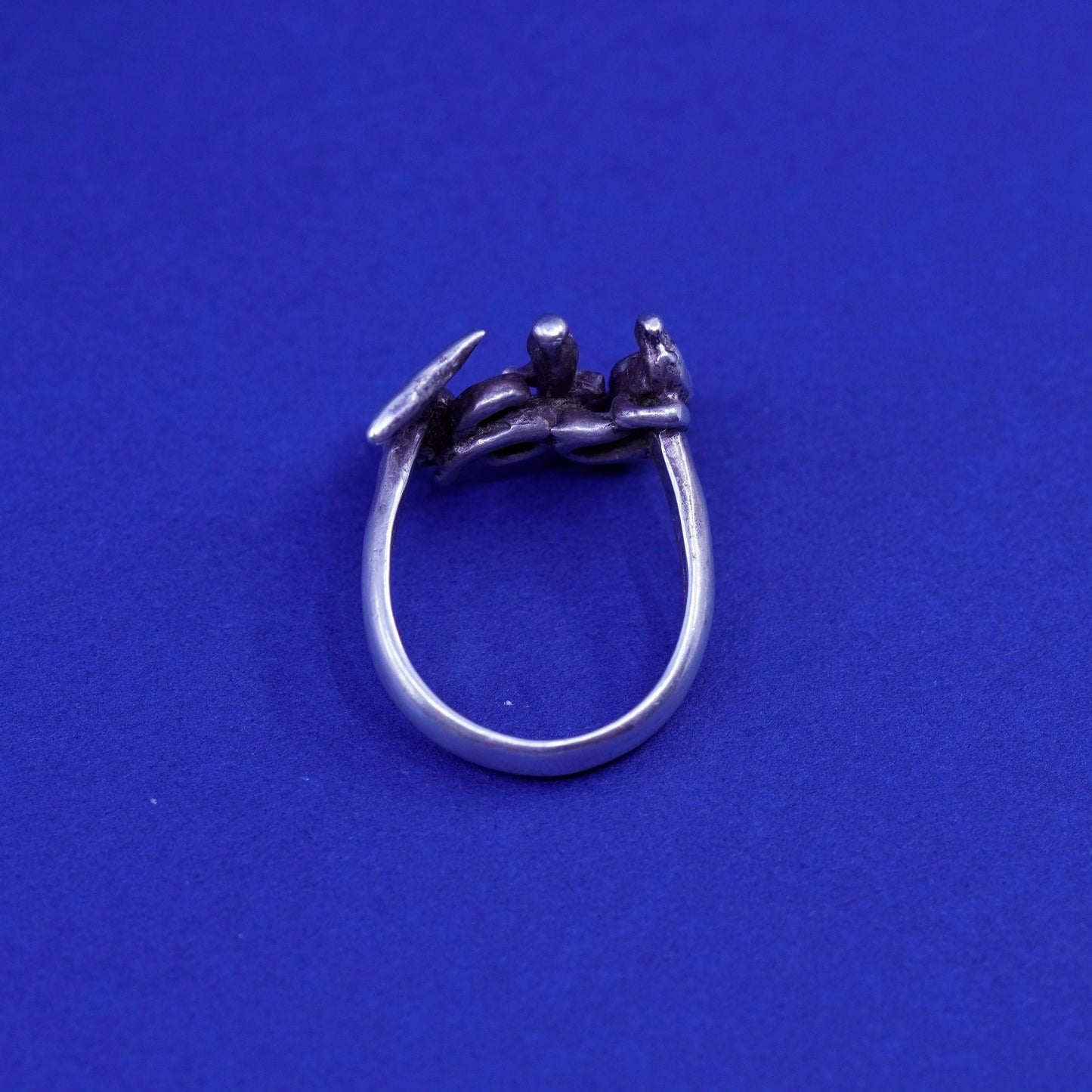 Size 4.5, vintage Native American sterling silver handmade ring, 925 bird band