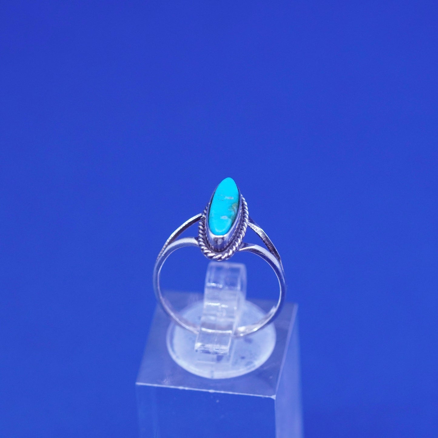 Size 6.75, vintage Sterling silver handmade ring w/ turquoise, Native American