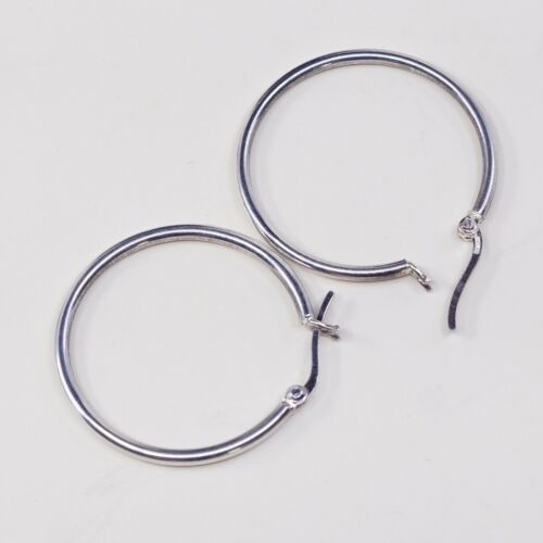 1.25”, Vtg Sterling Silver Hoops, Italy 925 silver, elegant earrings, Huggie