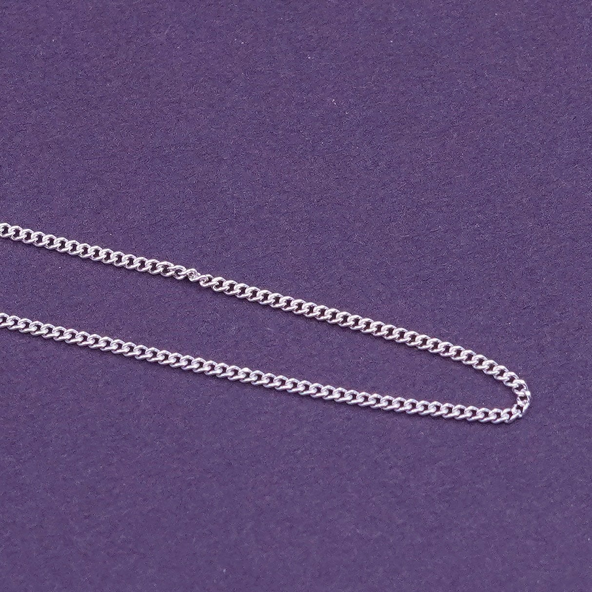 19”, 1mm, vintage Sterling silver necklace, 925 flatten curb chain