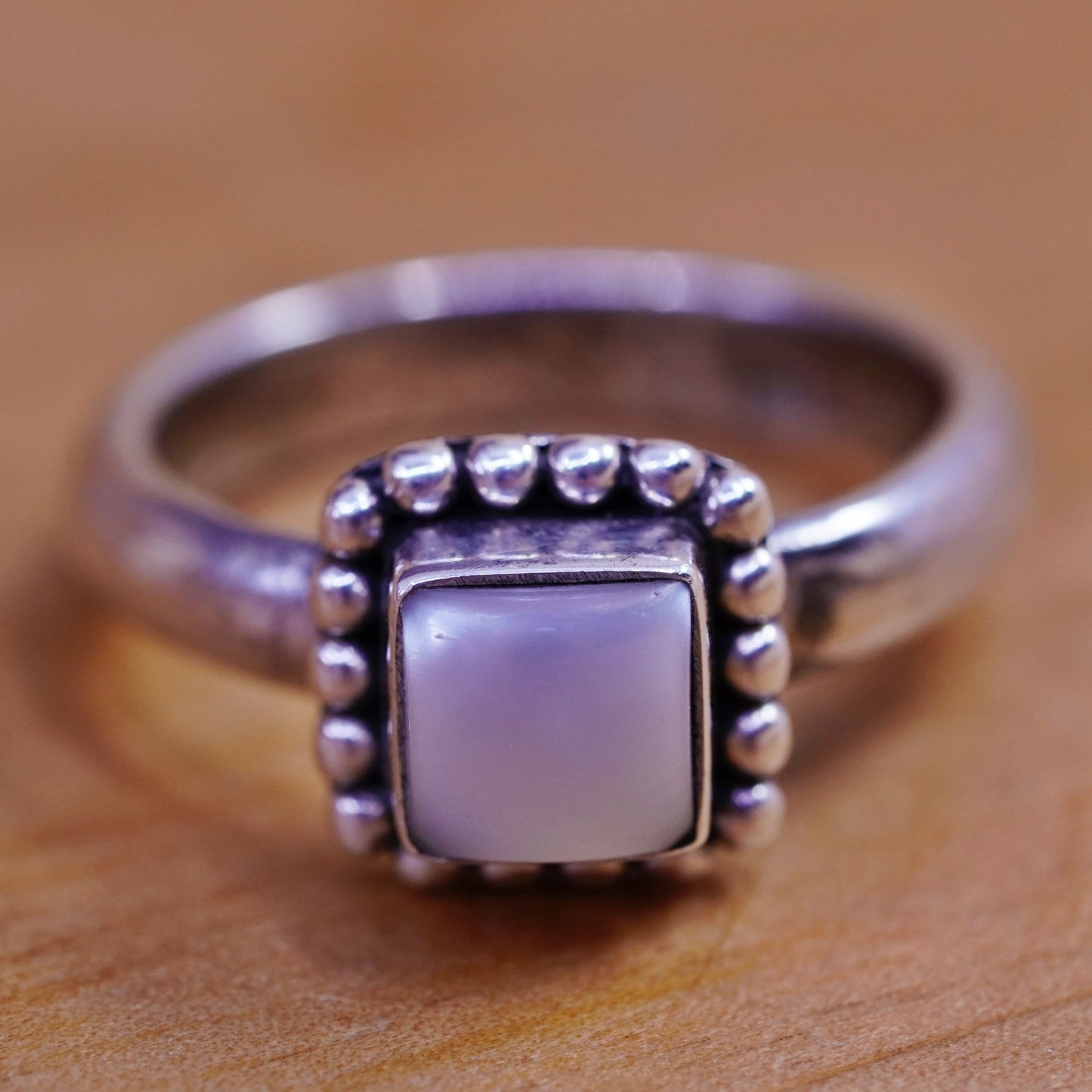 Size 7.25, Silpada Sterling 925 silver handmade R1617 Button Frame Pearl Ring