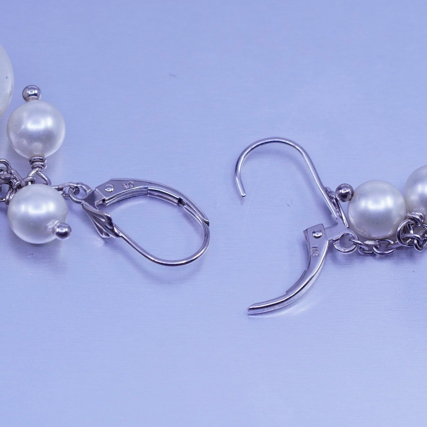 Vintage LUC Sterling 925 silver handmade earrings with cluster pearl