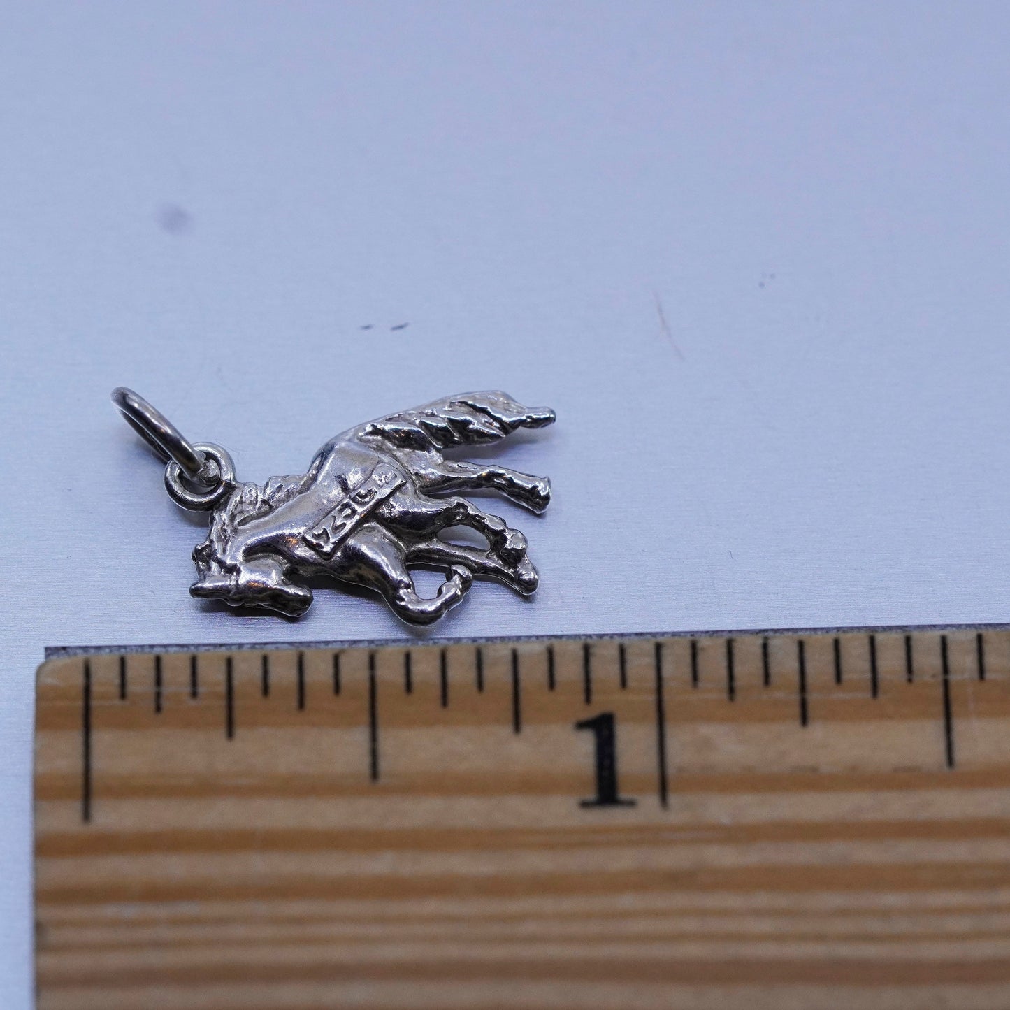 Vintage Sterling silver handmade simple 925 horse charm pendant