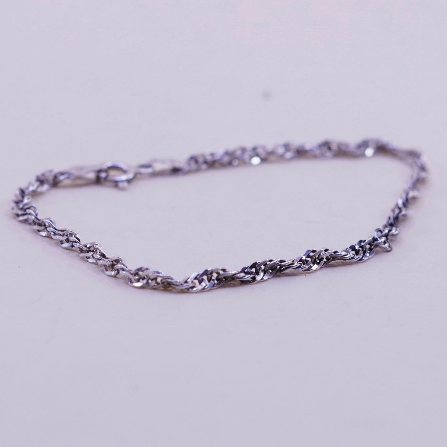 7”, 3mm, Vintage Milor sterling silver bracelet, twisted curb link bracelet