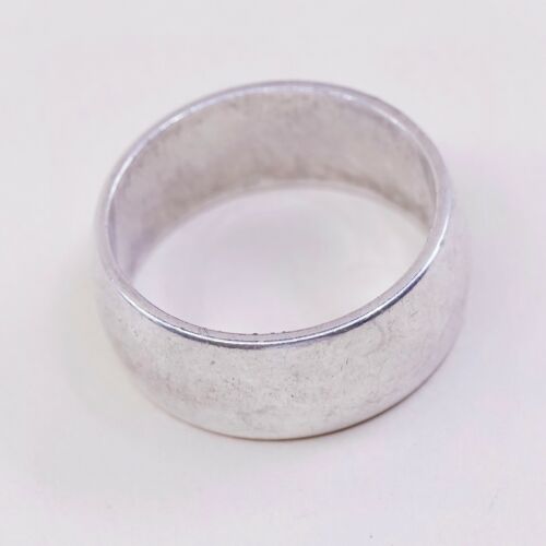Sz 10, Vtg NM Sterling Silver Handmade Wedding Ring, 925 Silver Wide Band