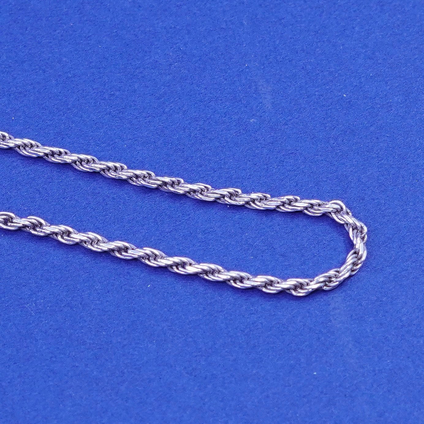 20”, 2mm, vintage Sterling silver handmade necklace, 925 diamond rope chain