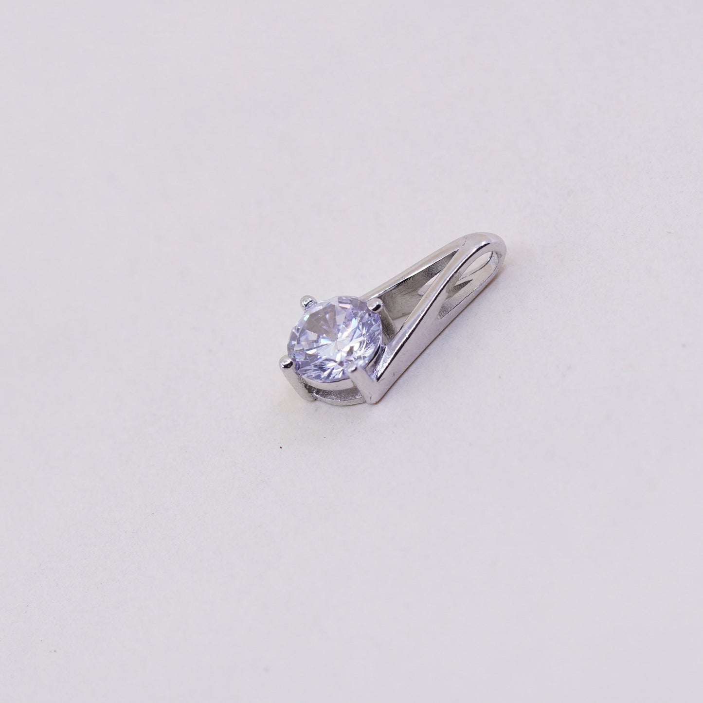 Vintage sterling 925 silver cz crystal pendant