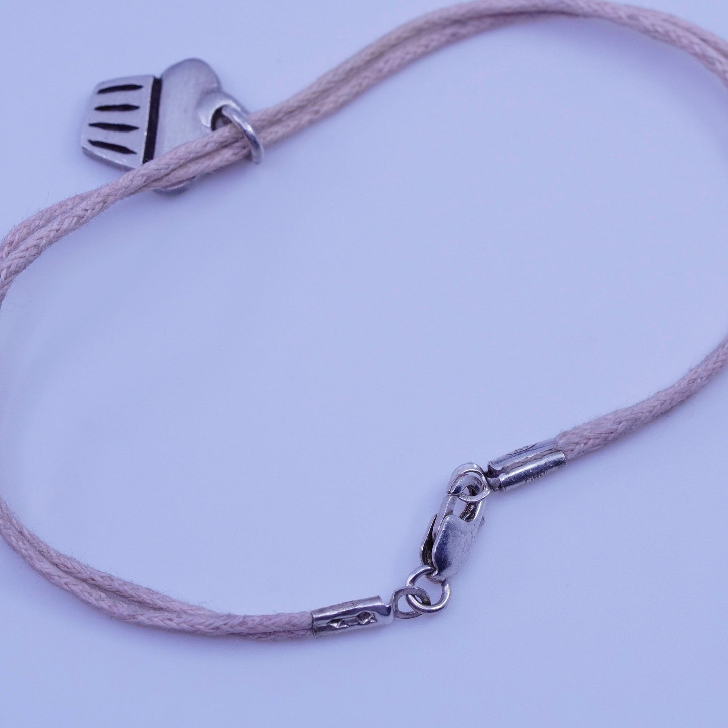 6.75”, sterling 925 silver handmade bracelet with linen thread cupcake charm