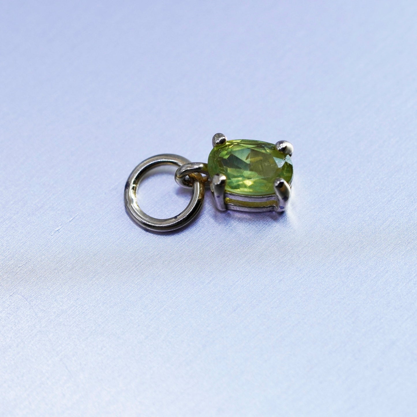 antique vermeil gold over sterling 925 silver handmade charm pendant peridot