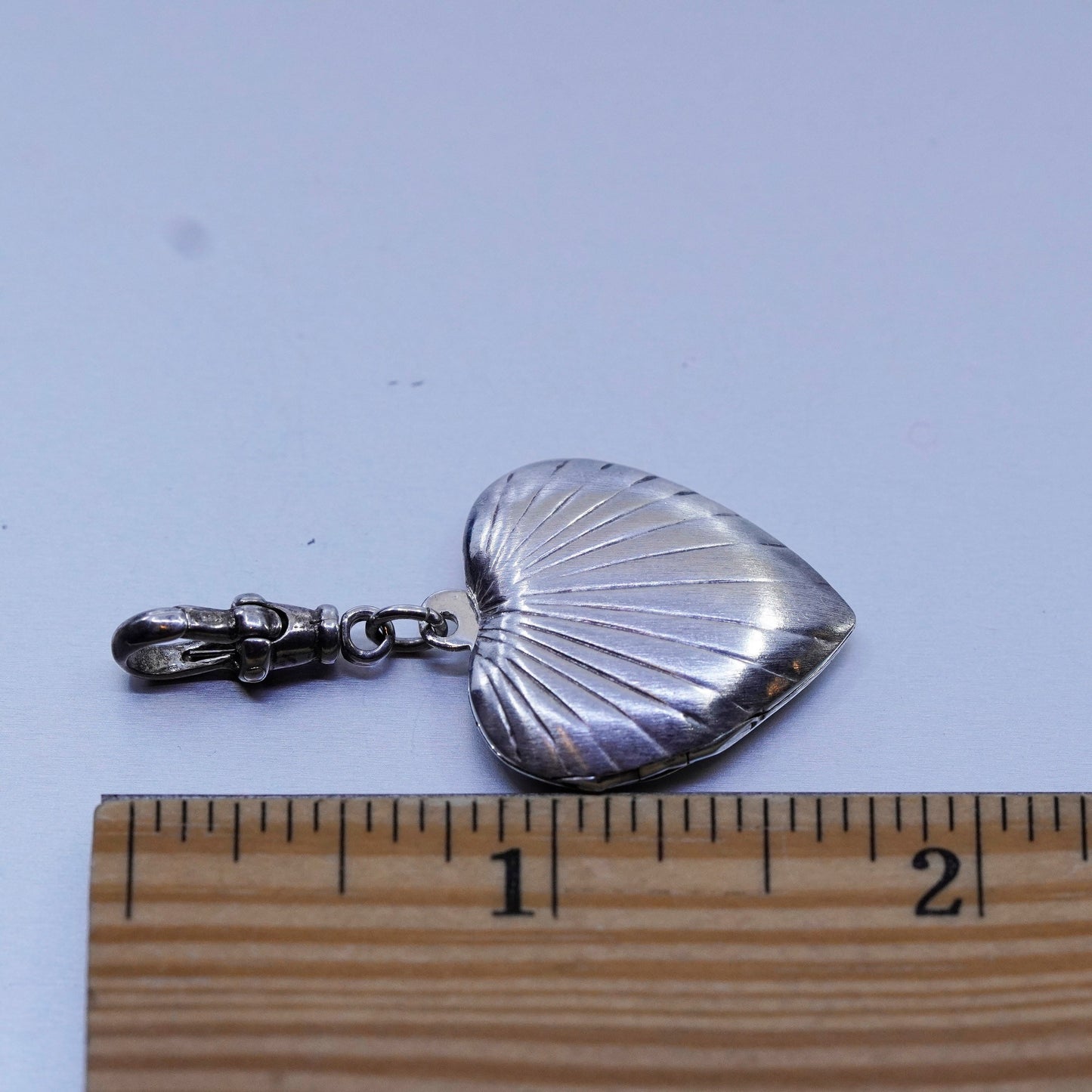 Antique Sterling silver handmade charm, textured 925 heart photos locket