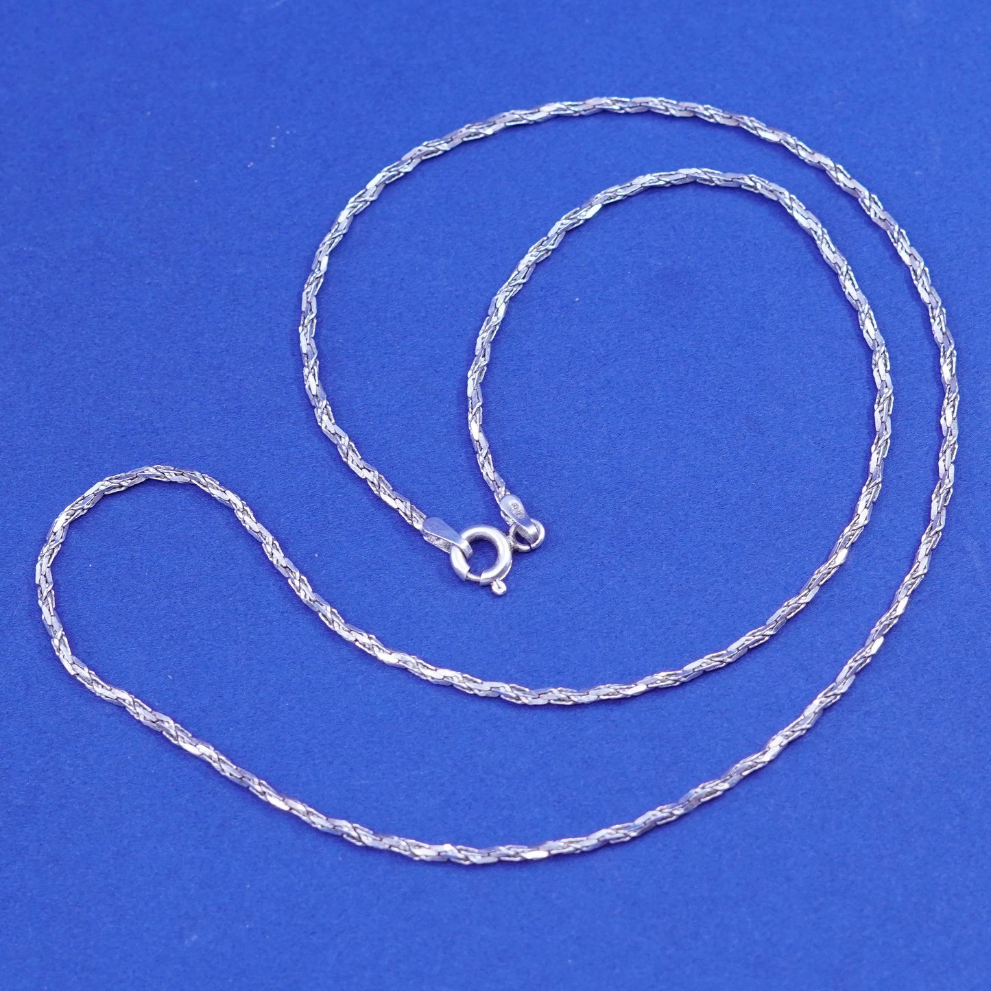 18”, 1mm, vintage Sterling silver handmade necklace, twisted 925 snake chain
