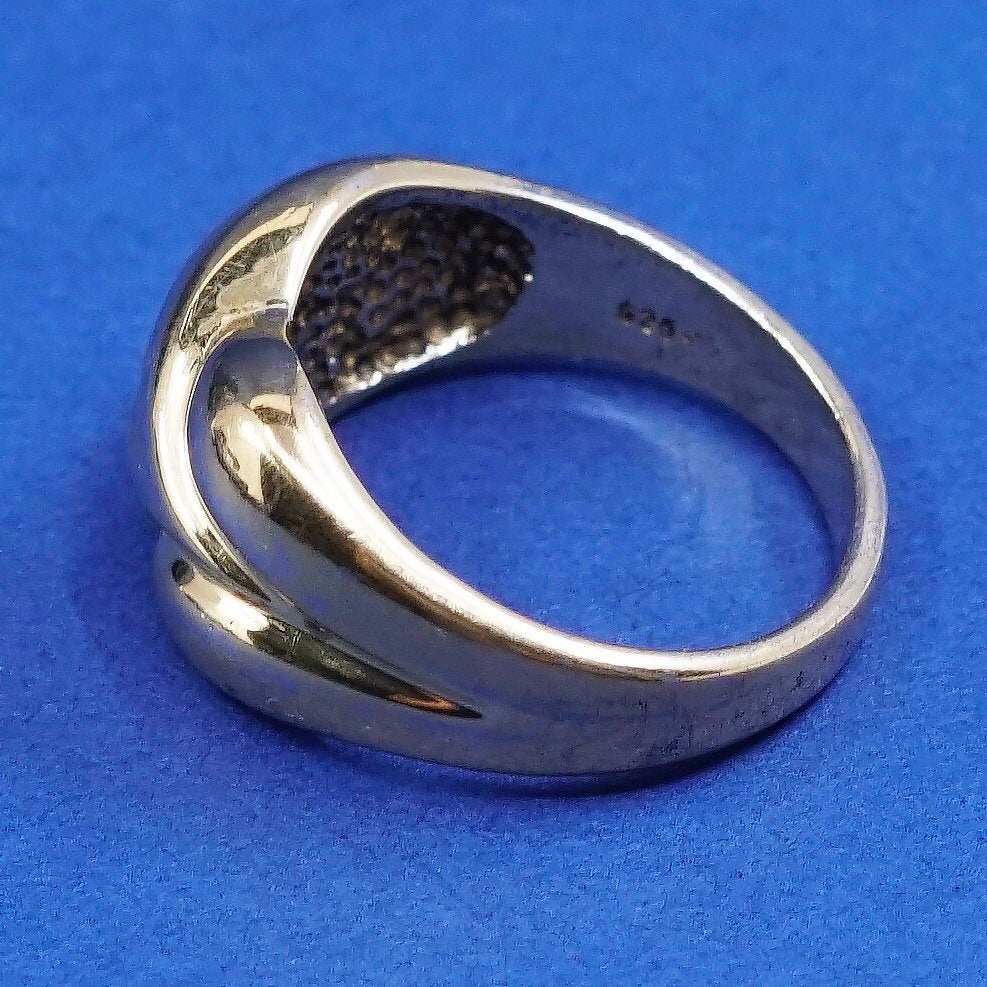 Size 7.5, vtg gold over sterling silver handmade ring, statement ribbed ring
