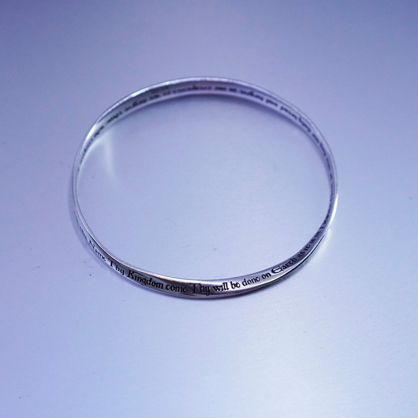 8”, DVB Sterling 925 silver bracelet, bible bangle “Our Father, art in heaven