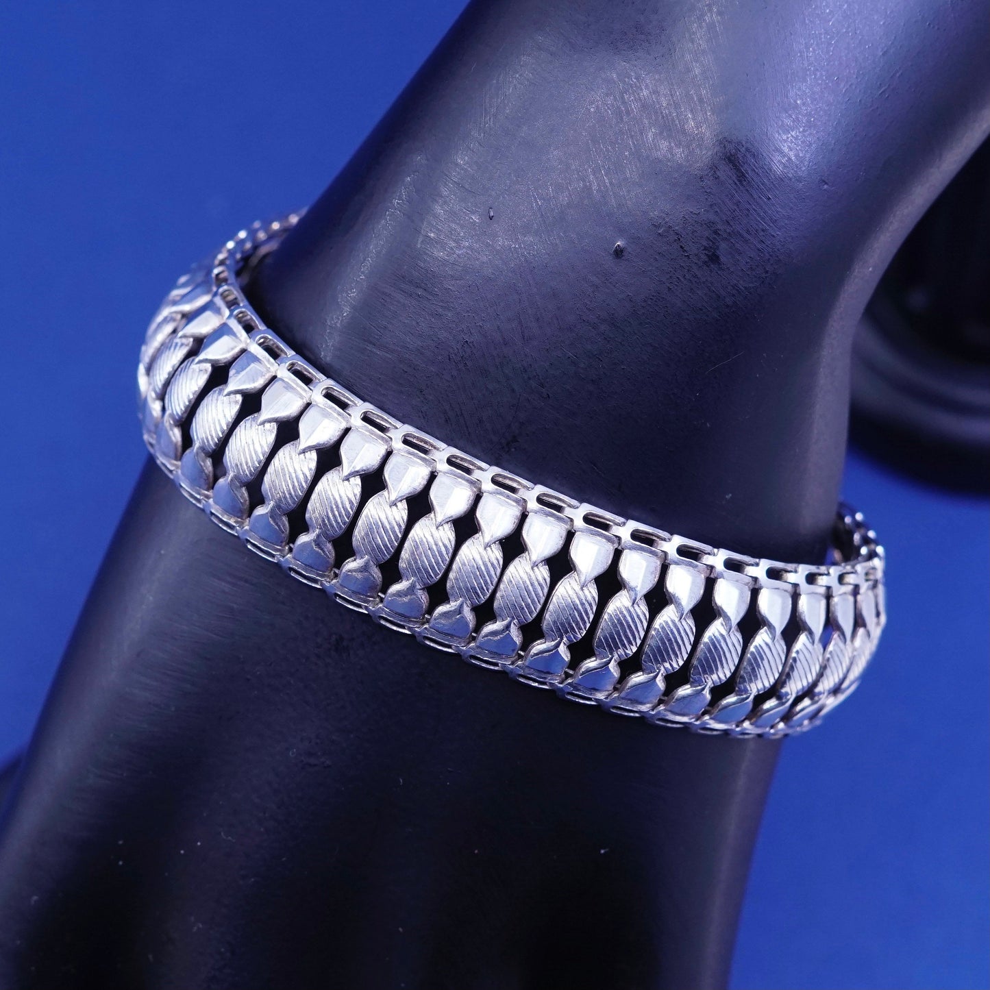7”, vintage milor Sterling silver tennis bracelet, Italian 925 wide chain