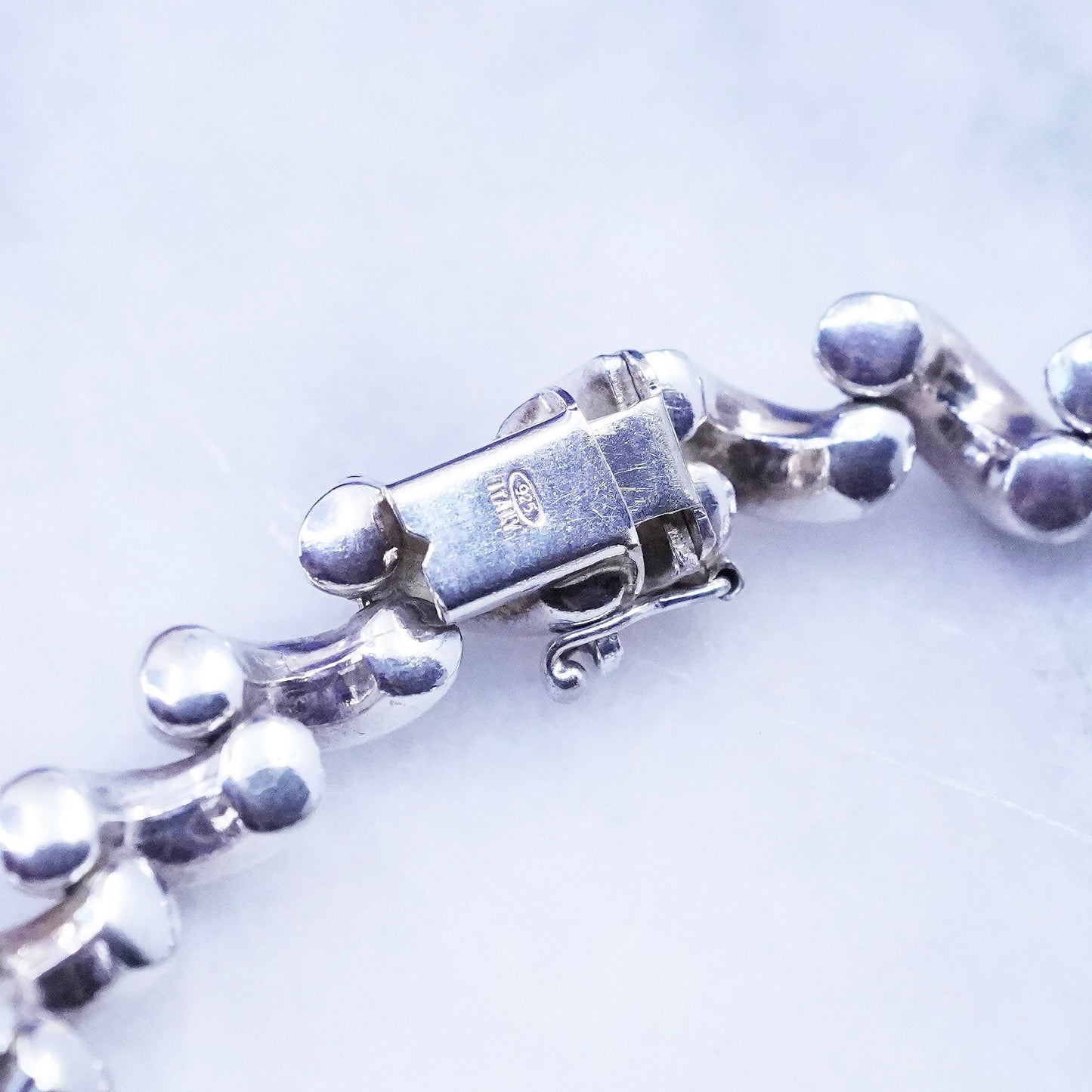 7”, 11mm, vintage Sterling silver men’s bracelet, 925 San Marco chain