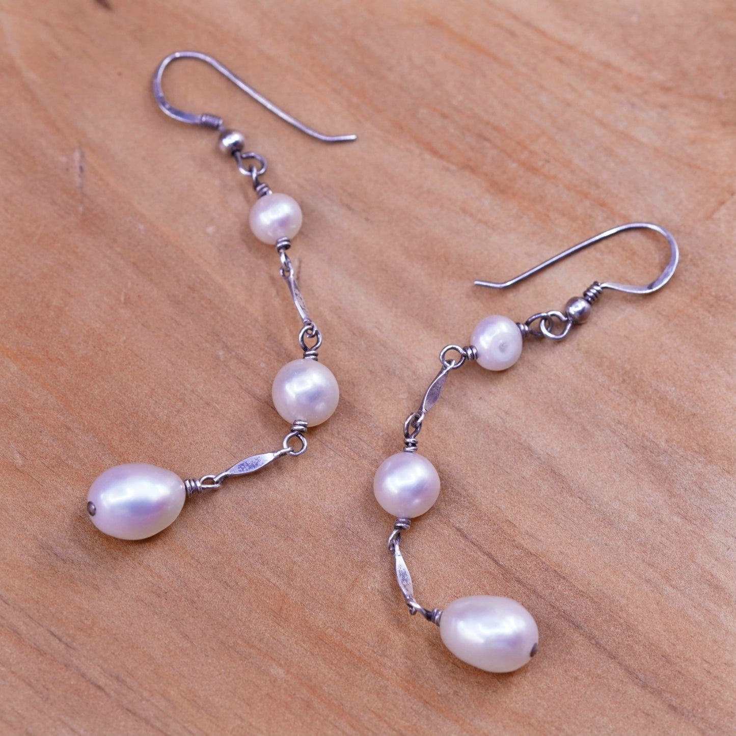Vintage Sterling 925 silver handmade earrings with pearl