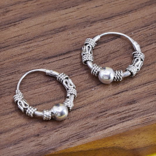 0.5”, Vintage Sterling 925 silver handmade earrings, 925 hoops