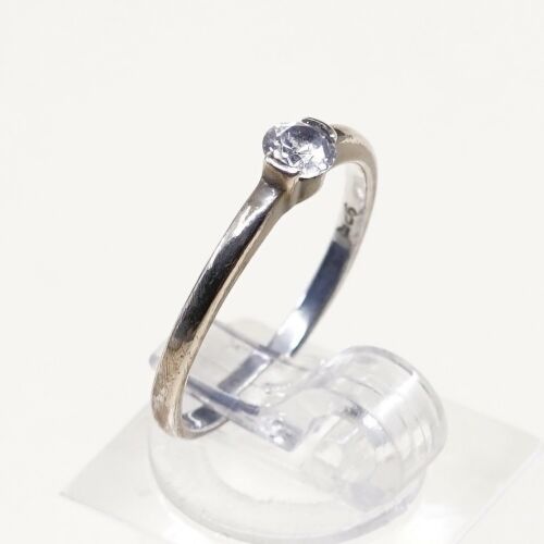 Sz 6.75, Sterling Silver Handmade Ring, 925 Silver Engagement Ring W/ Crystal