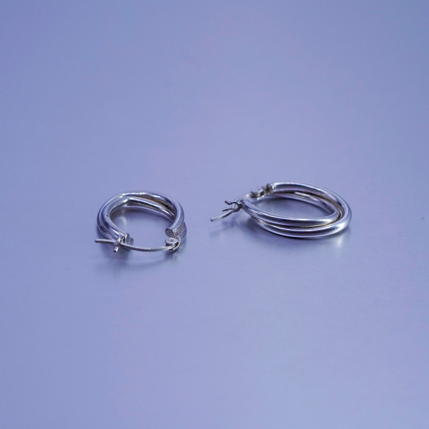 0.75”, vintage Sterling silver handmade earrings, 925 twisted hoops