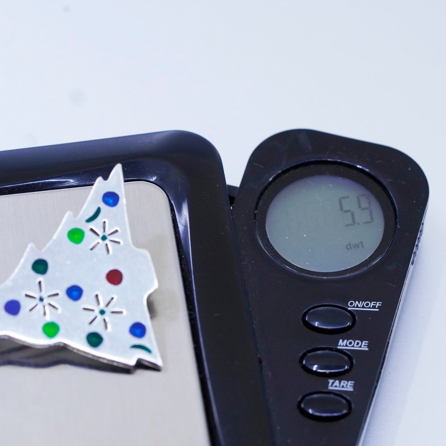 Mexico sterling silver handmade brooch, 925 Christmas tree with colorful dots