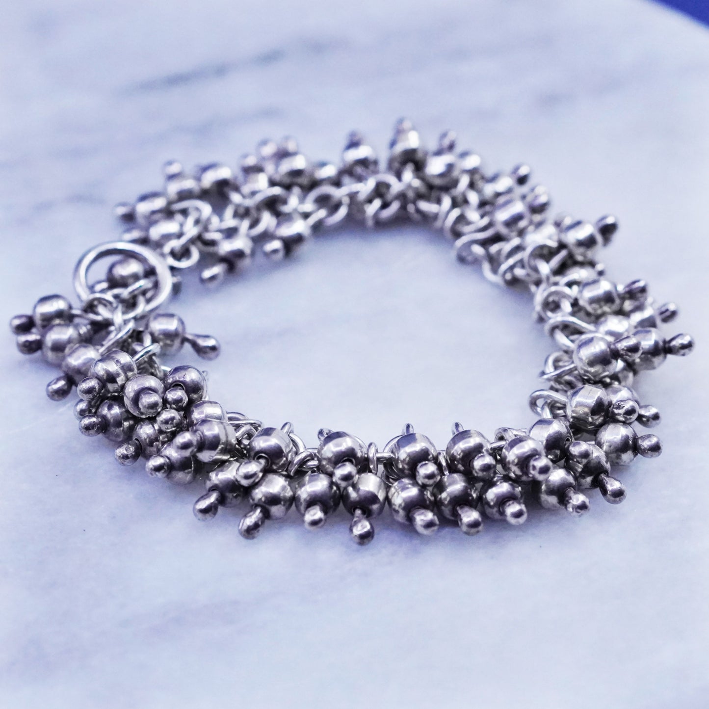 7”, Silpada B0919 handmade Sterling 925 silver Cha Cha Bracelet, cluster beads