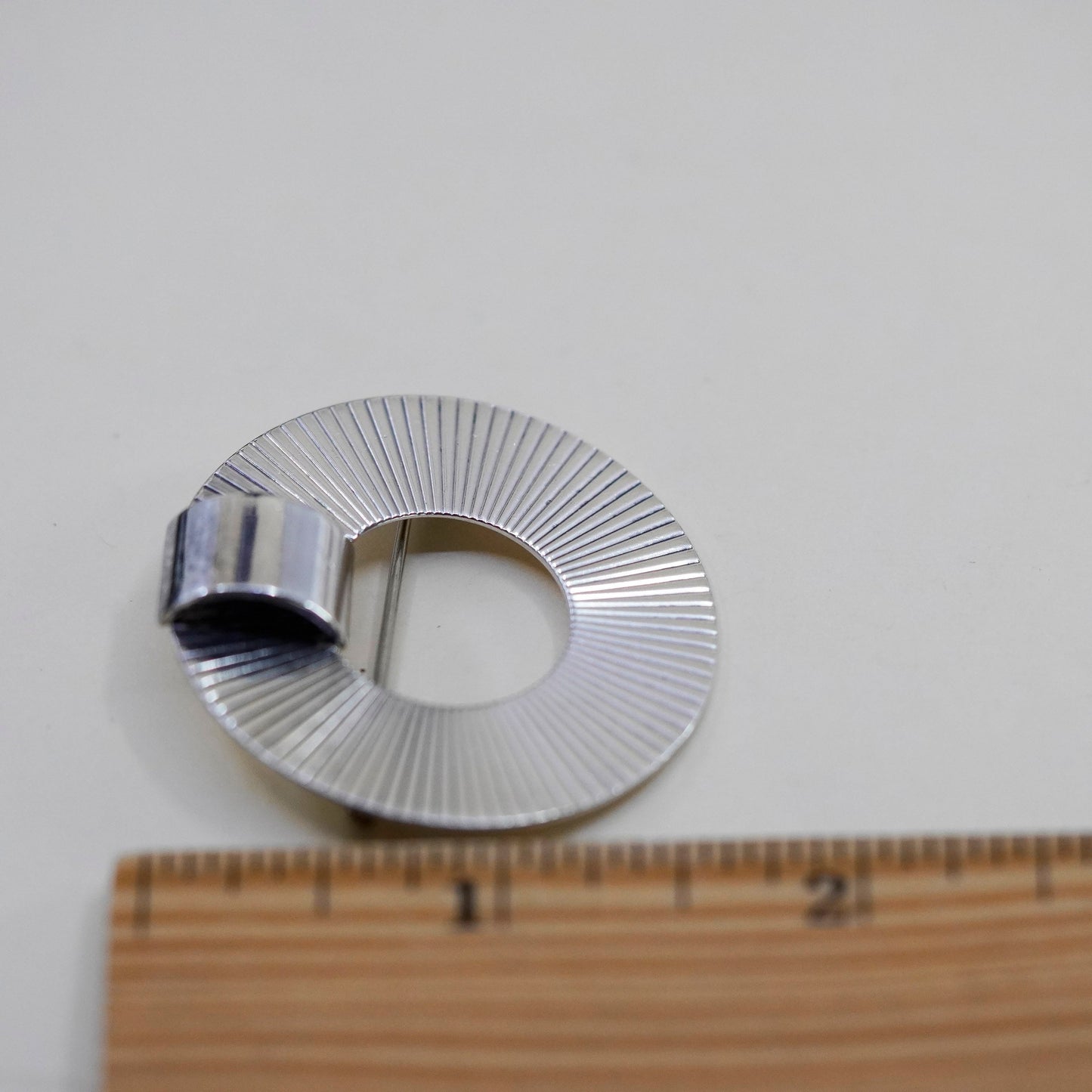 Vintage sterling silver handmade brooch, Simple 925 circle, Christmas pin