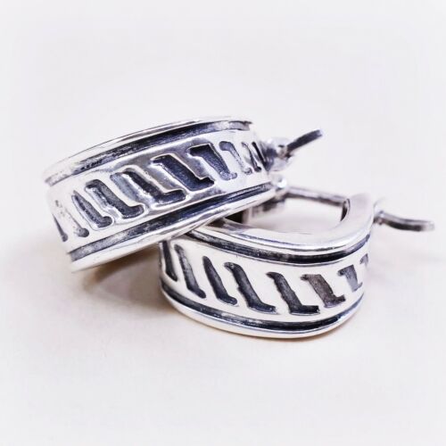 0.5”, Vtg Sterling Silver Handmade Hoops, Italy 925 earrings, Huggie