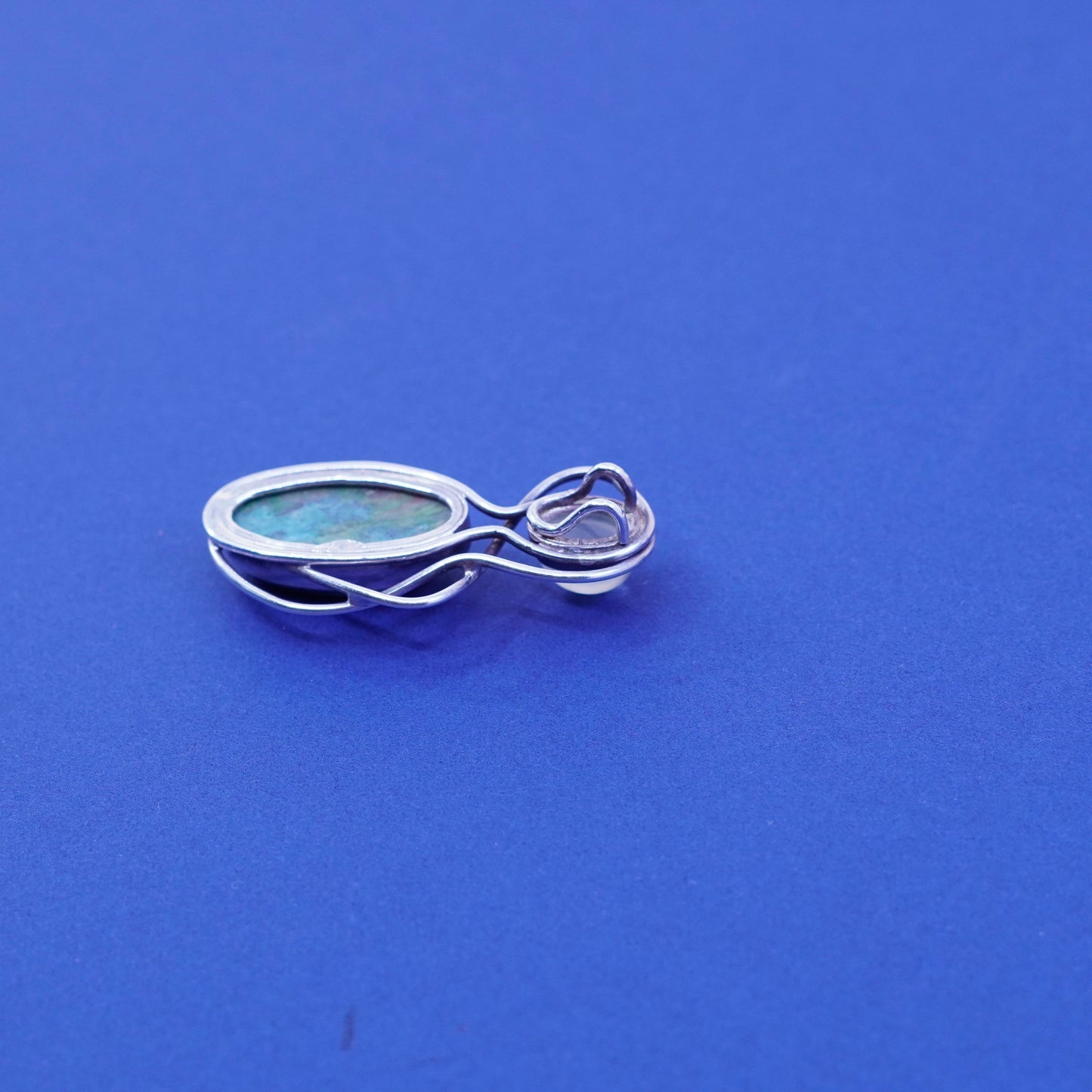 Native American navajo Sterling 925 silver handmade carico pendant turquoise