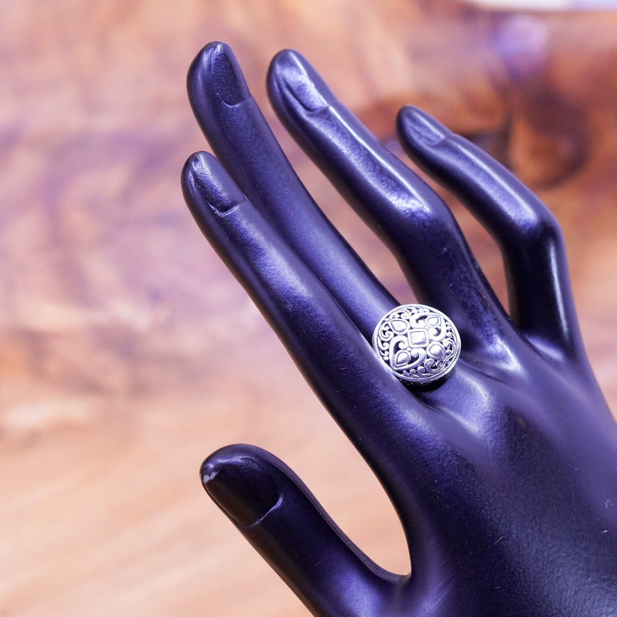 Size 9, vintage Indonesia Sterling silver prayer ring, 925 bali band