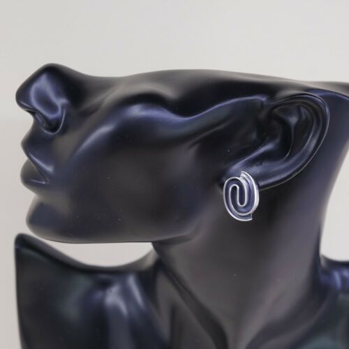 Vtg Sterling 925 Silver Handmade Screw Back Earrings Embossed Swirl