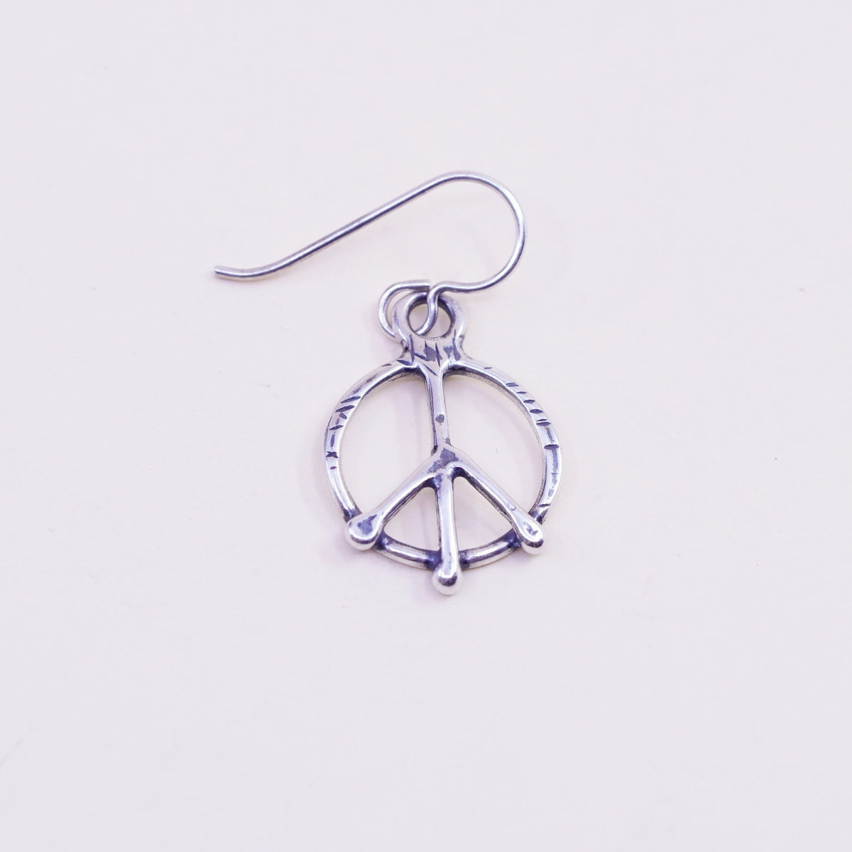Vintage Israel Sterling 925 Silver Hammered peace CND sign Earrings