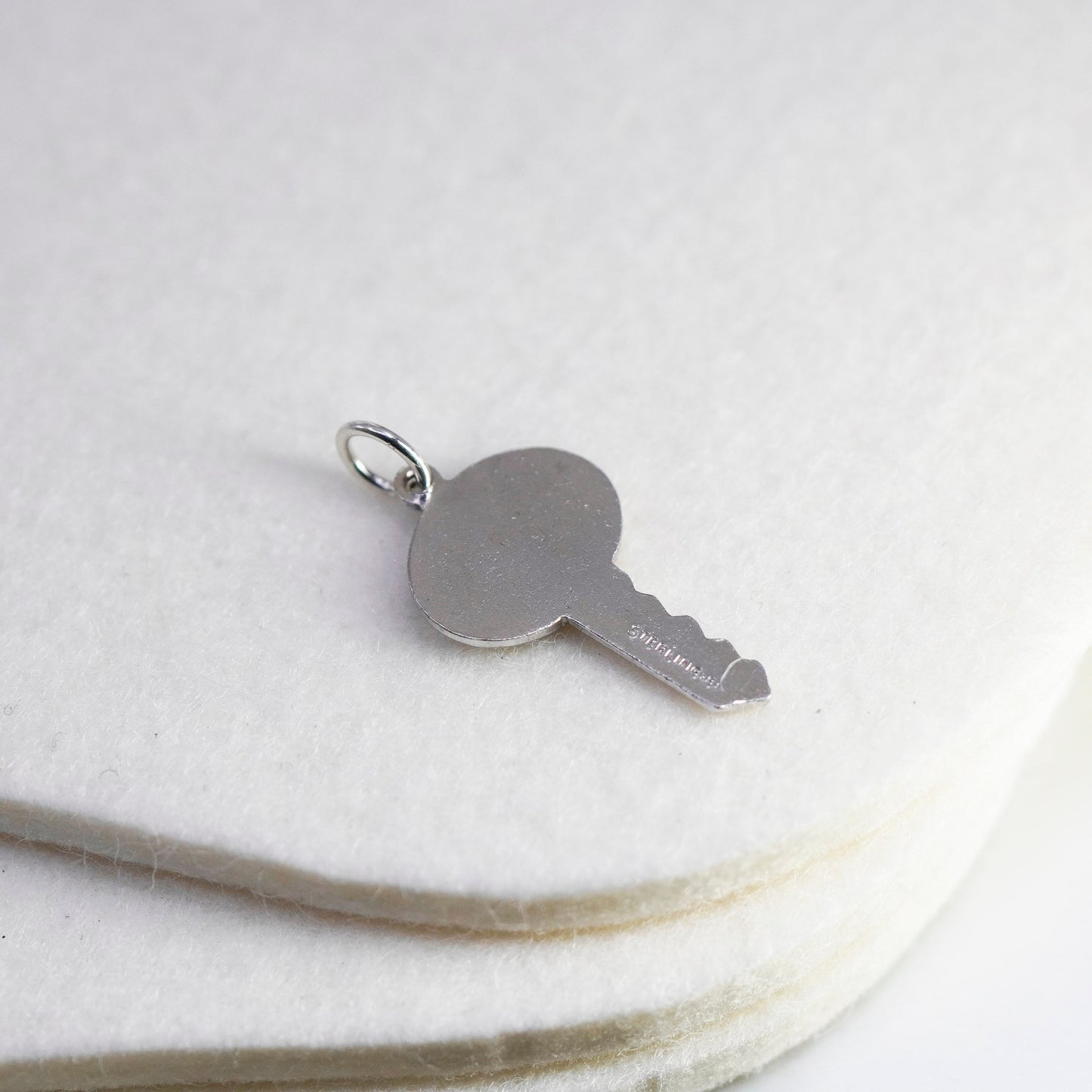 Antique Sterling 925 silver handmade pendant, key bead charm with good luck