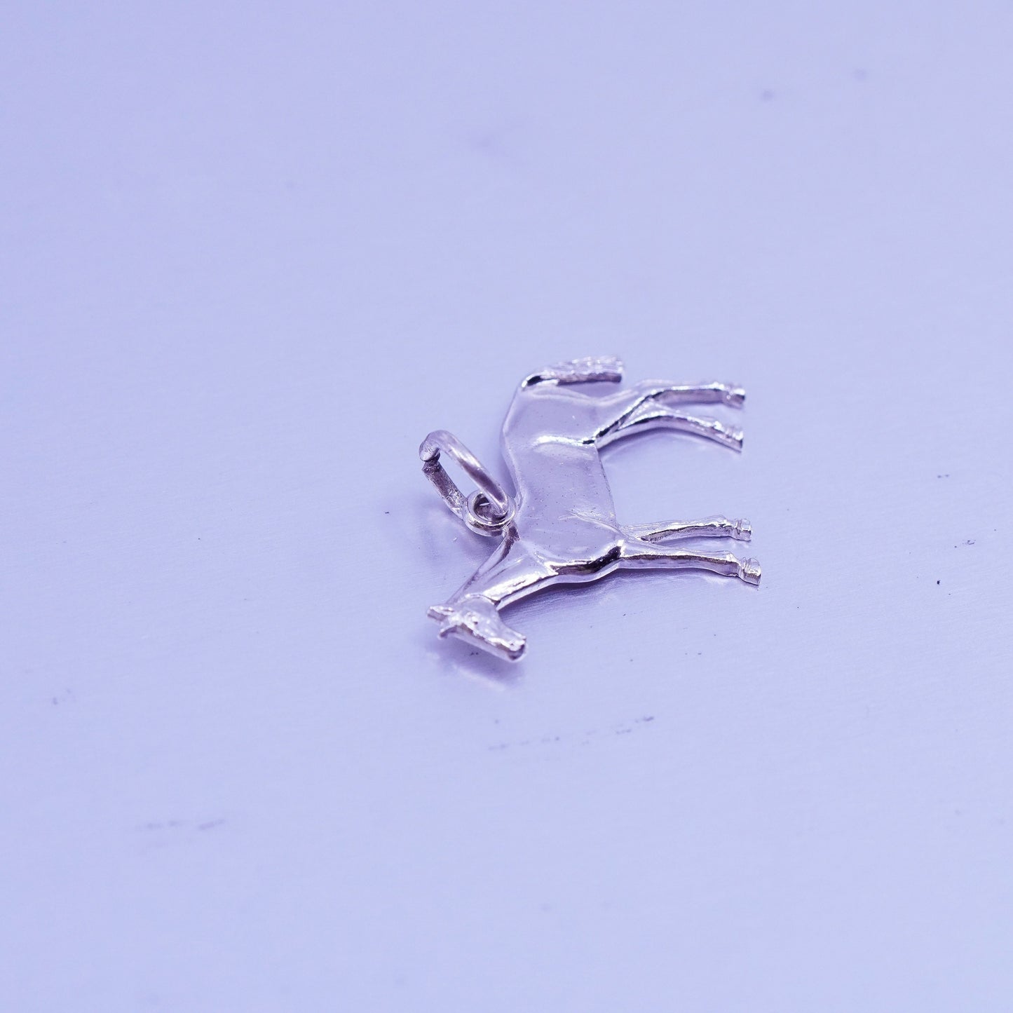 Antique Sterling silver handmade simple 925 horse charm pendant