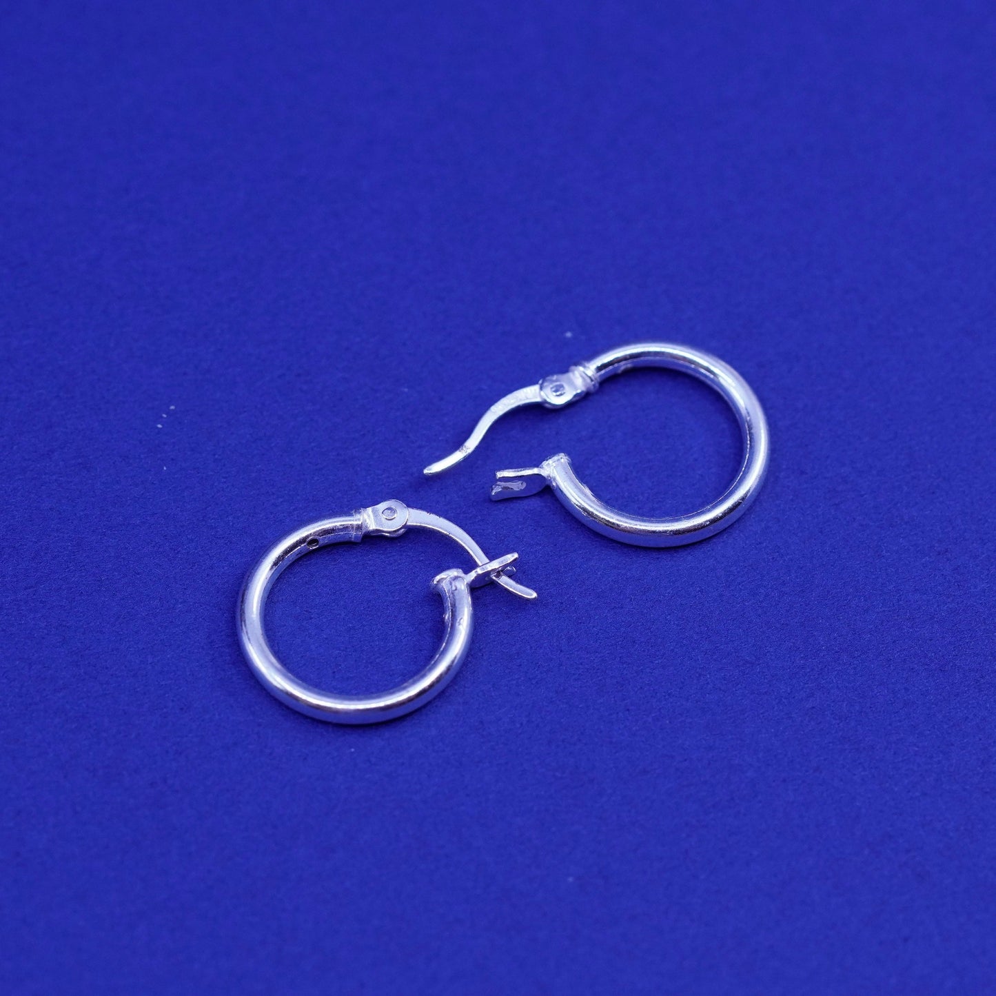 0.5”, vintage Sterling silver handmade hoop earrings, fine 925 huggie